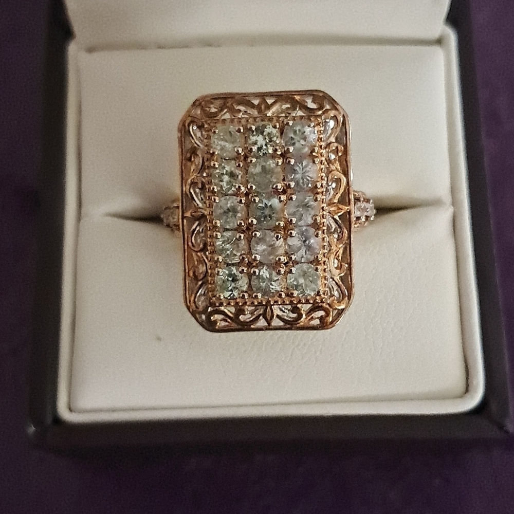 Narsipatnam Alexandrite and Natural White Zircon Cluster Ring